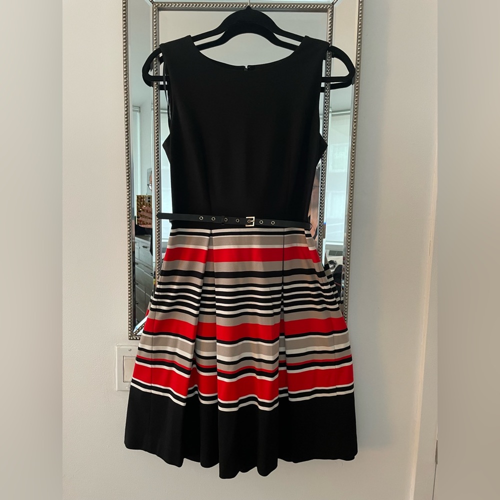 Calvin Klein Striped Pleated Dress Size 4